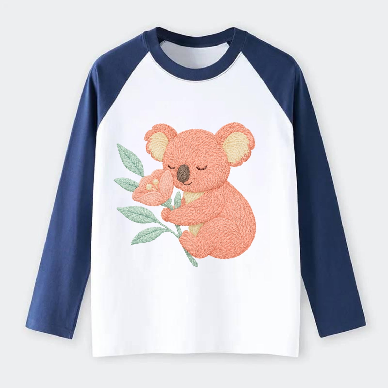 Coral Koala - Raglan Long Sleeve T-Shirt - Blue