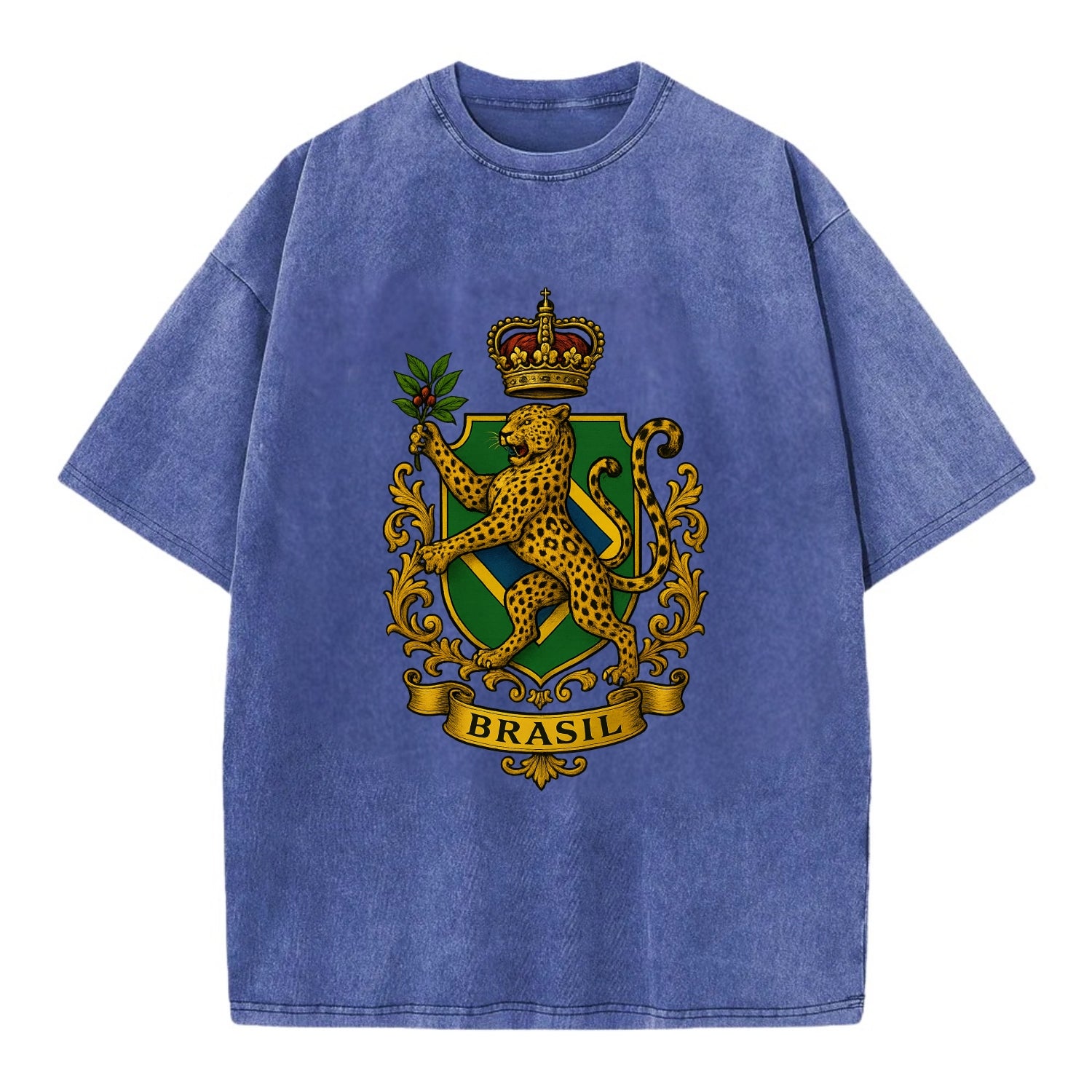 Brazil Jaguar Emblem  - Vintage T-shirt - Blue