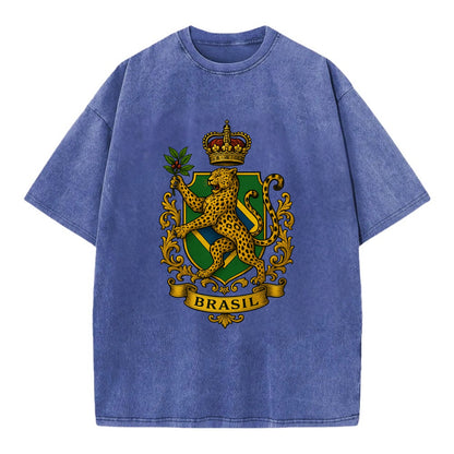 Brazil Jaguar Emblem  - Vintage T-shirt - Blue