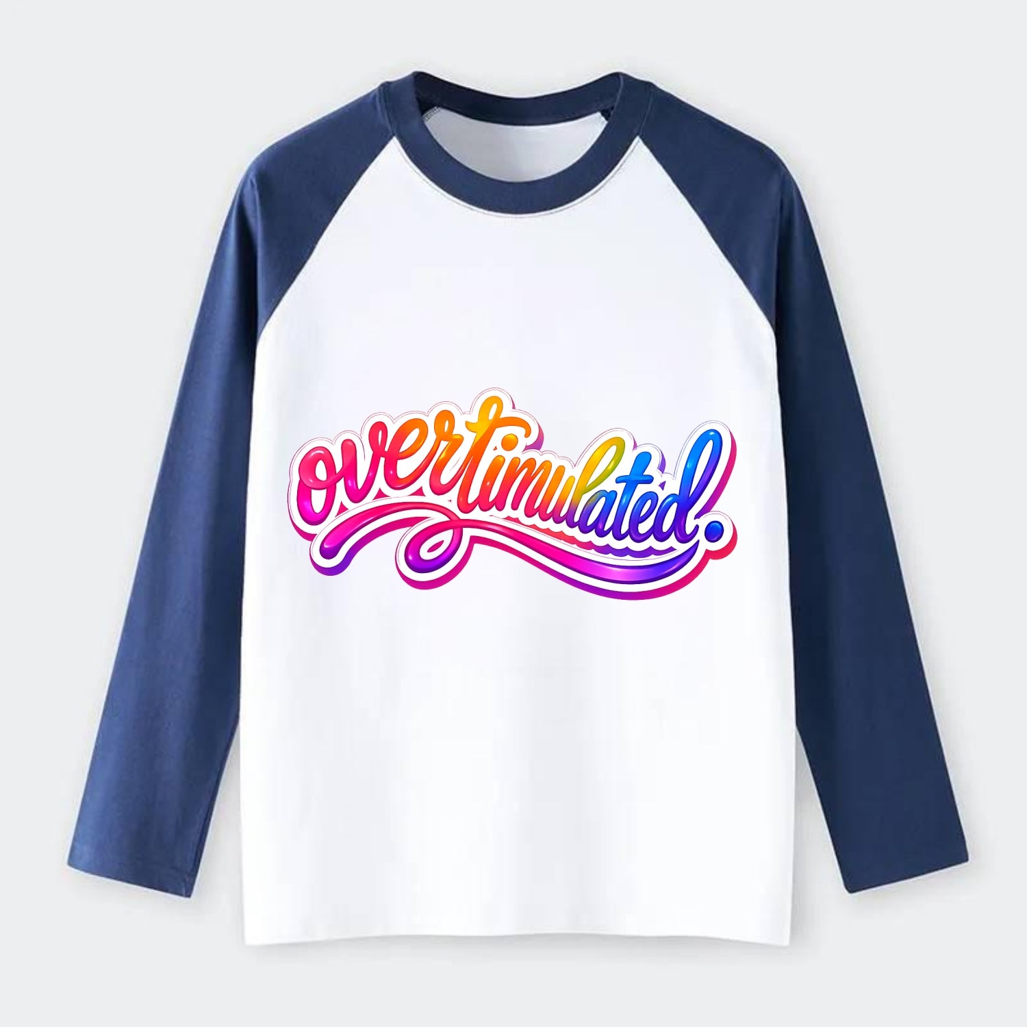 Overstimulated - Raglan Long Sleeve T-Shirt - Blue