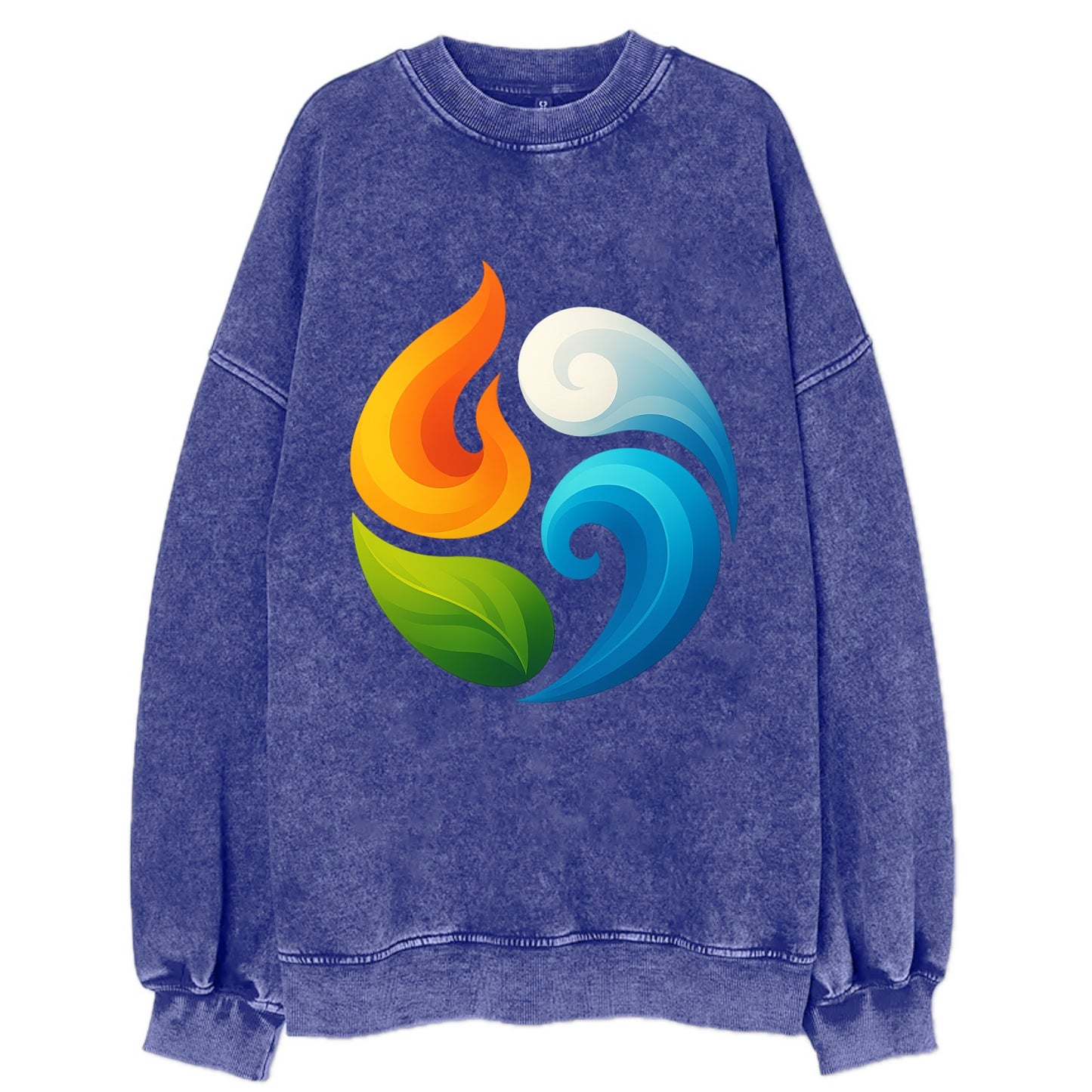 Four Elements Dance - Fire orange, water - Vintage Sweatshirt - Blue
