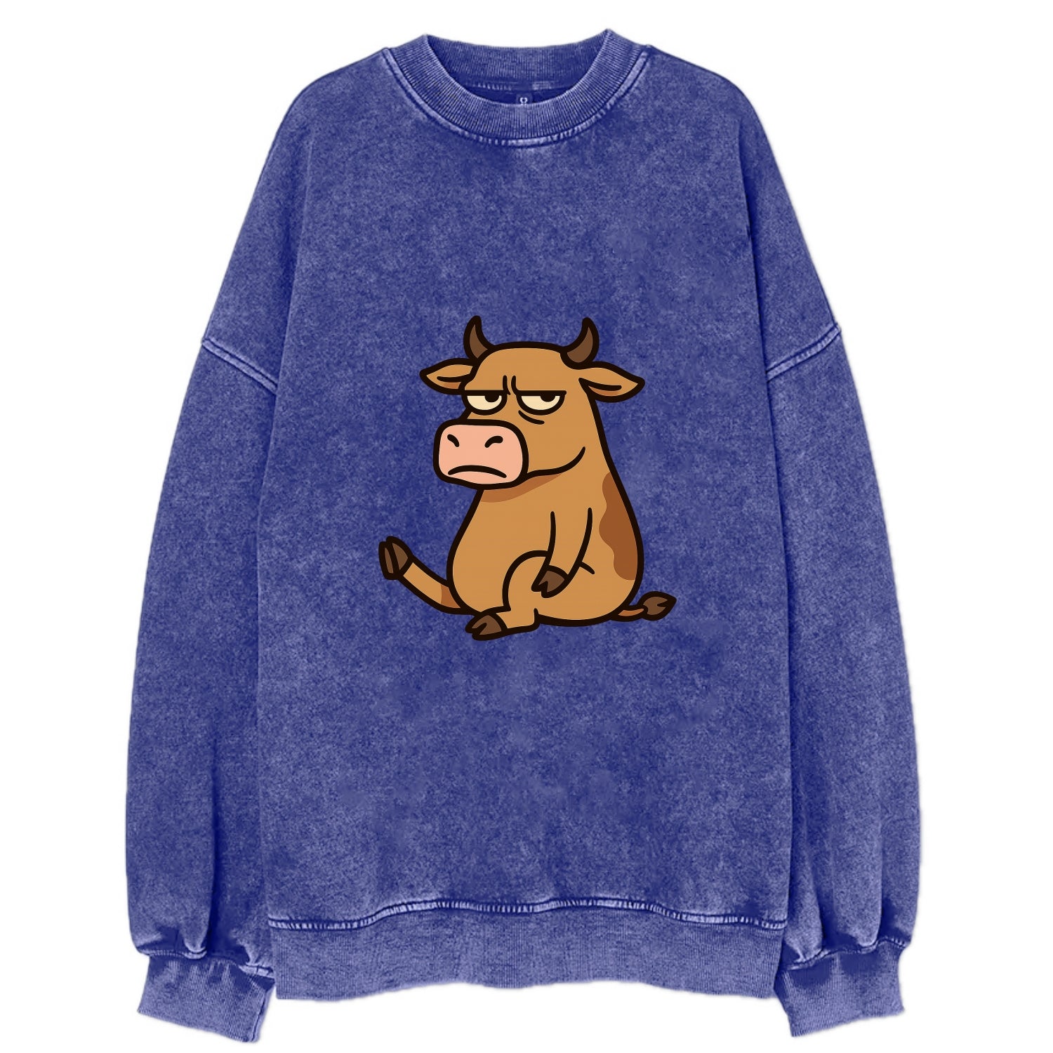 The Cow Judging Silently - Vintage Sweatshirt - Blue