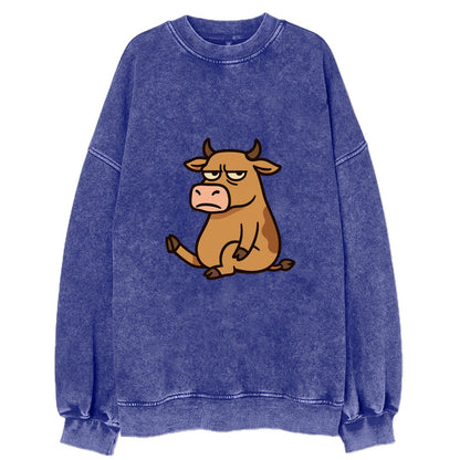 The Cow Judging Silently - Vintage Sweatshirt - Blue