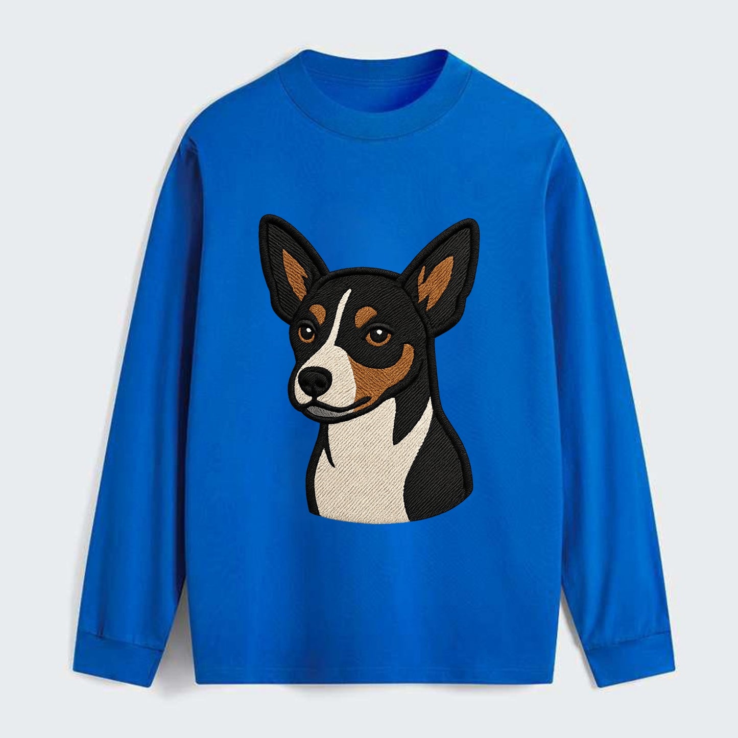 Rat Terrier - Tri-color embroidered pose - Classic Long Sleeve Shirt - Blue