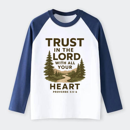 Proverbs 3:5-6 Path - Raglan Long Sleeve T-Shirt - Blue