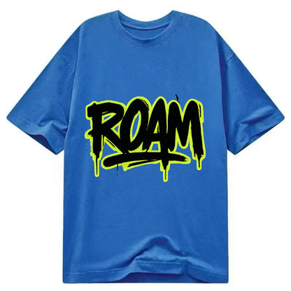 Bold typography design - "ROAM" - wander freely, no destination needed - Classic T-shirt - Blue