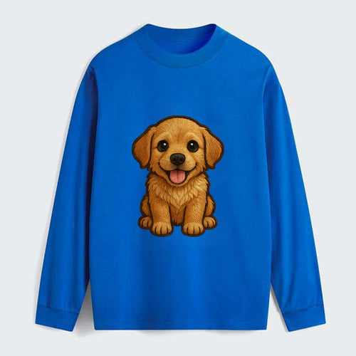 Baby Golden Retriever Puppy - fluffy golden fur, big brown eyes, pink - Classic Long Sleeve Shirt