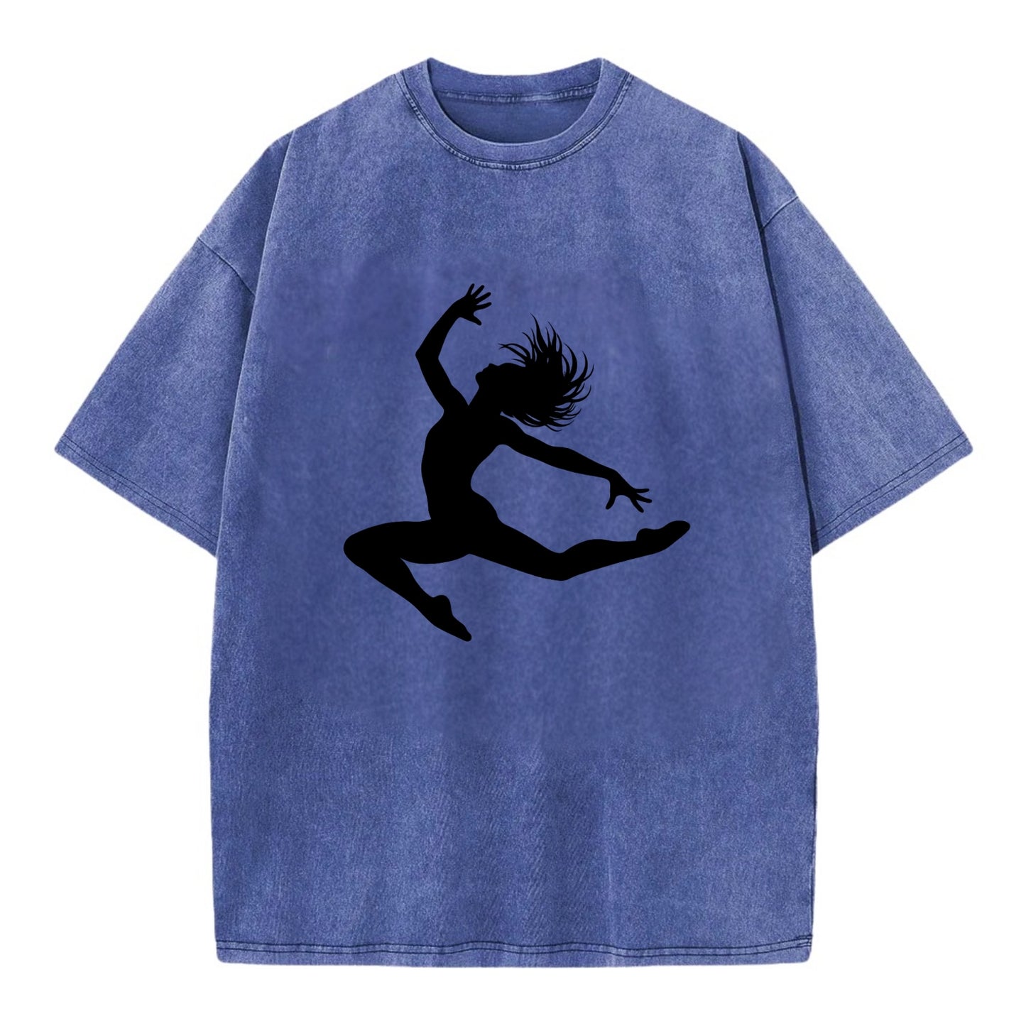 Contemporary dancer leap mid-air - Vintage T-shirt - Blue