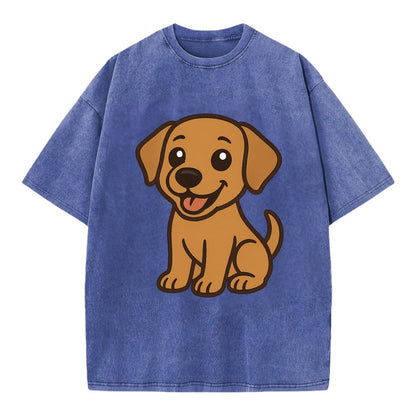 Labrador - Happy panting expression - Vintage T-shirt - Blue