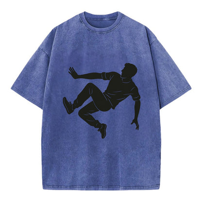 Parkour athlete wall run - Vintage T-shirt - Blue