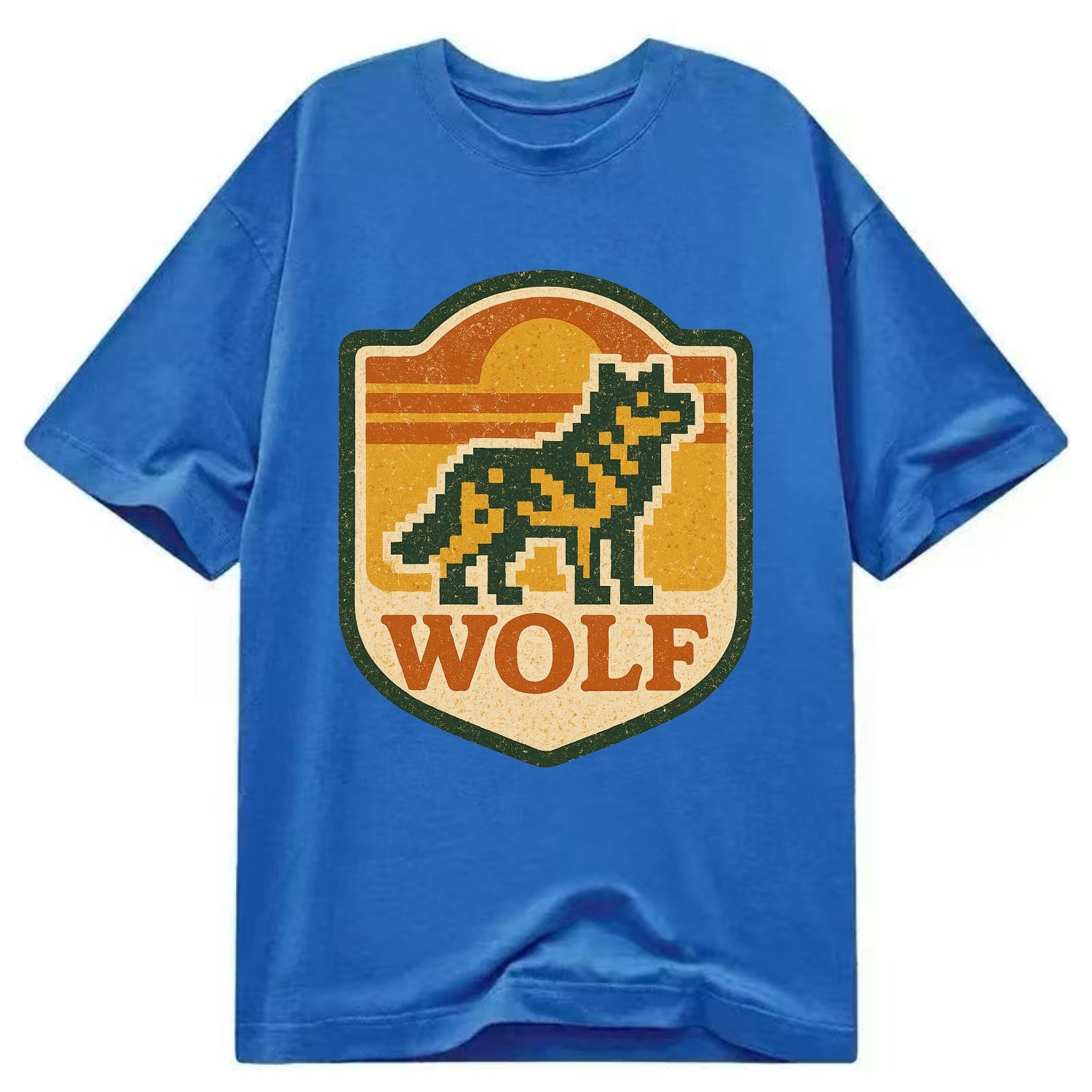 Digital Pixel Wolf  - Classic T-shirt - Blue