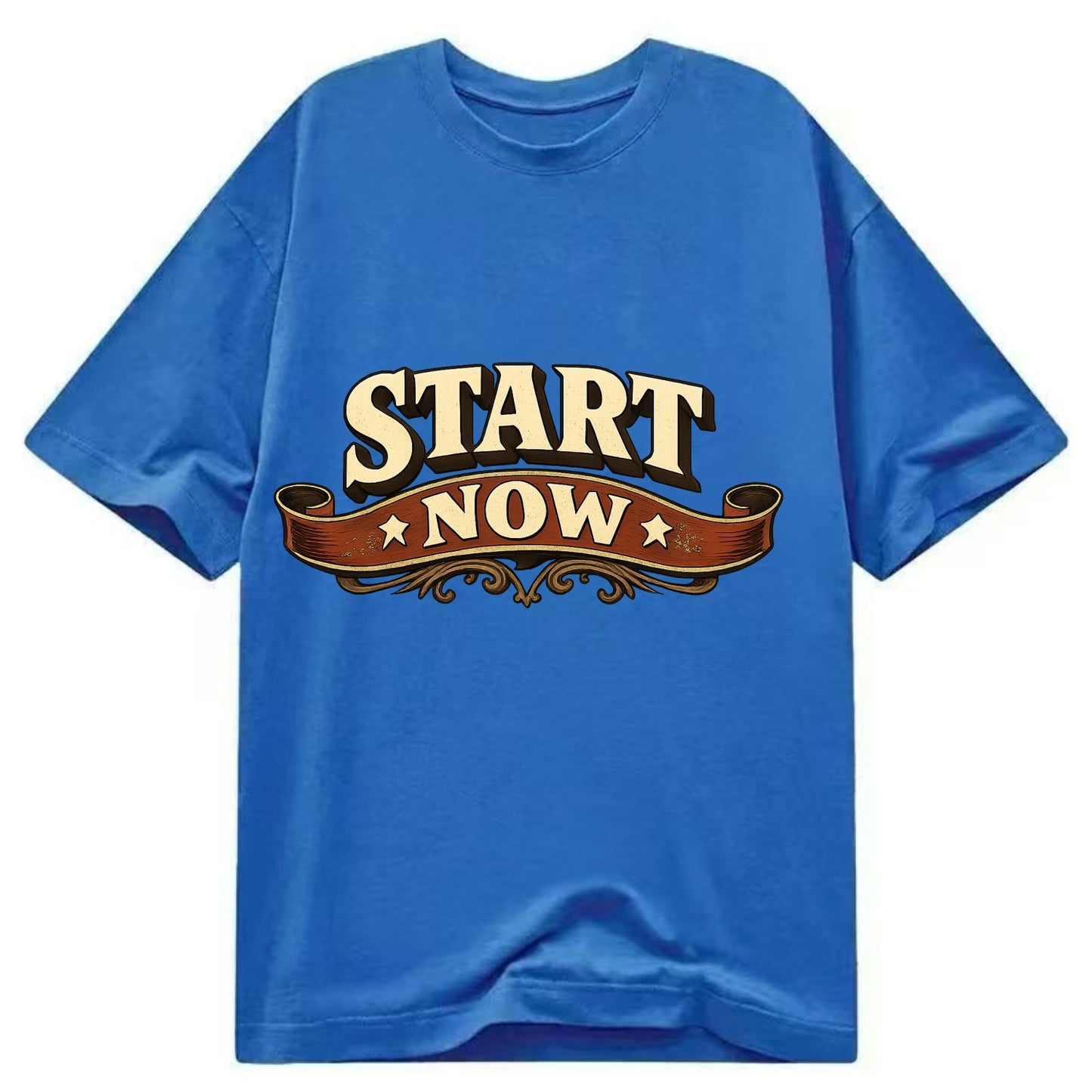Bold typography design - "START NOW" - begin immediately, no delay - Classic T-shirt - Blue