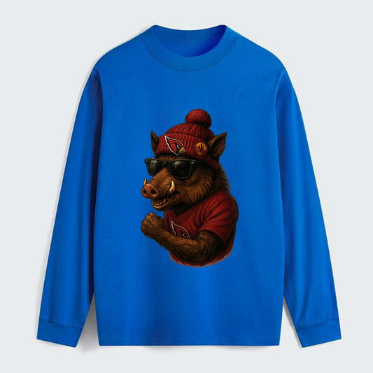 Arizona Javelina wearing Cardinals beanie with desert patch and - Classic Long Sleeve Shirt - Blue