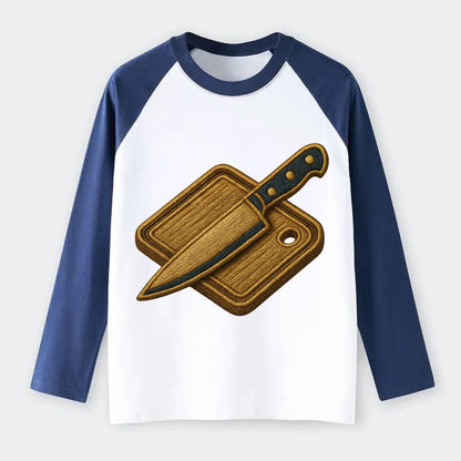 Chef knife with cutting board - culinary enthusiast - Raglan Long Sleeve T-Shirt - Blue