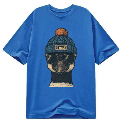 Ottawa Canadian Goose wearing Ottawa bea - Classic T-shirt - Blue
