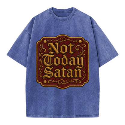 Not Today Satan  - Vintage T-shirt - Blue
