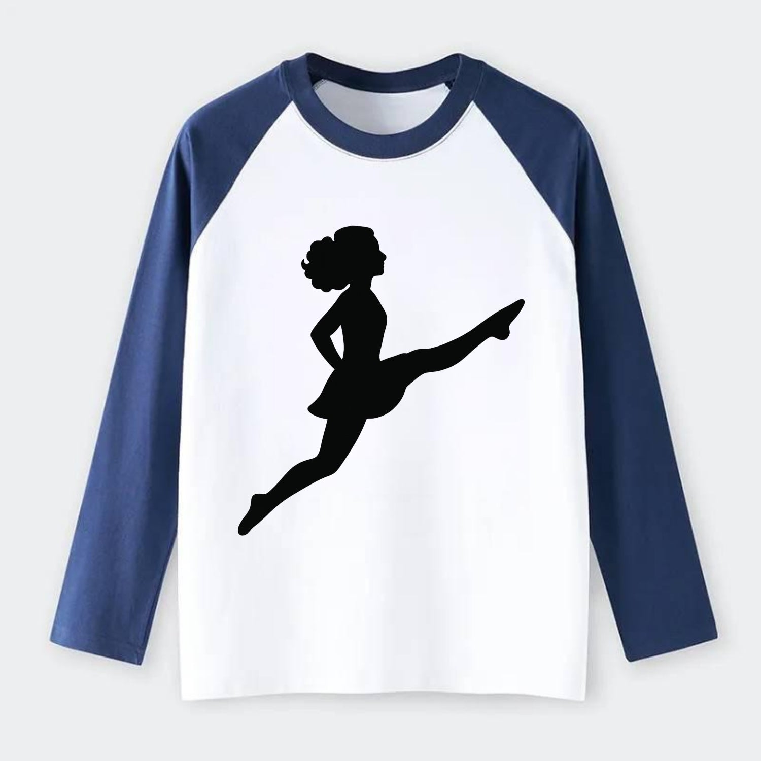 Irish step dancer Riverdance leap - Raglan Long Sleeve T-Shirt - Blue