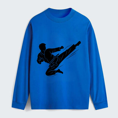 Korean taekwondo flying kick - Classic Long Sleeve Shirt - Blue