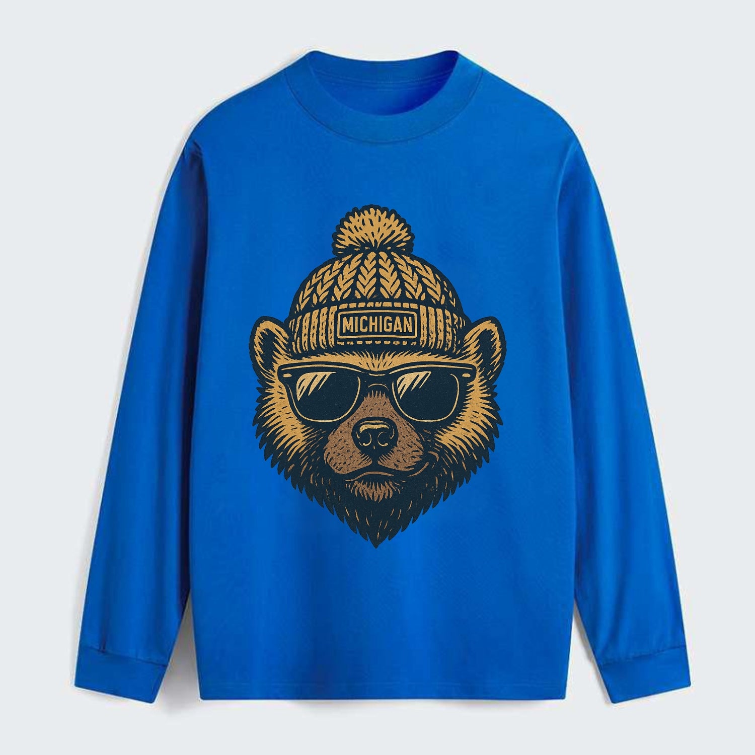Ann Arbor Wolverine wearing Michigan bea - Classic Long Sleeve Shirt - Blue