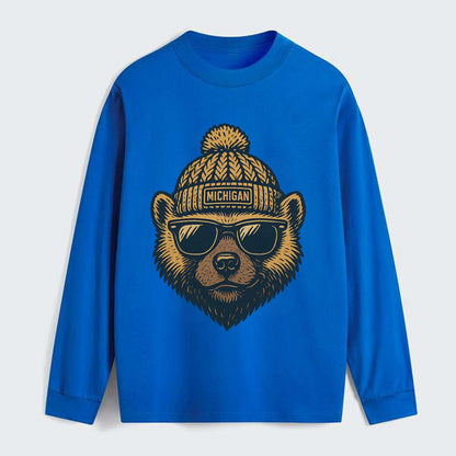 Ann Arbor Wolverine wearing Michigan bea - Classic Long Sleeve Shirt - Blue