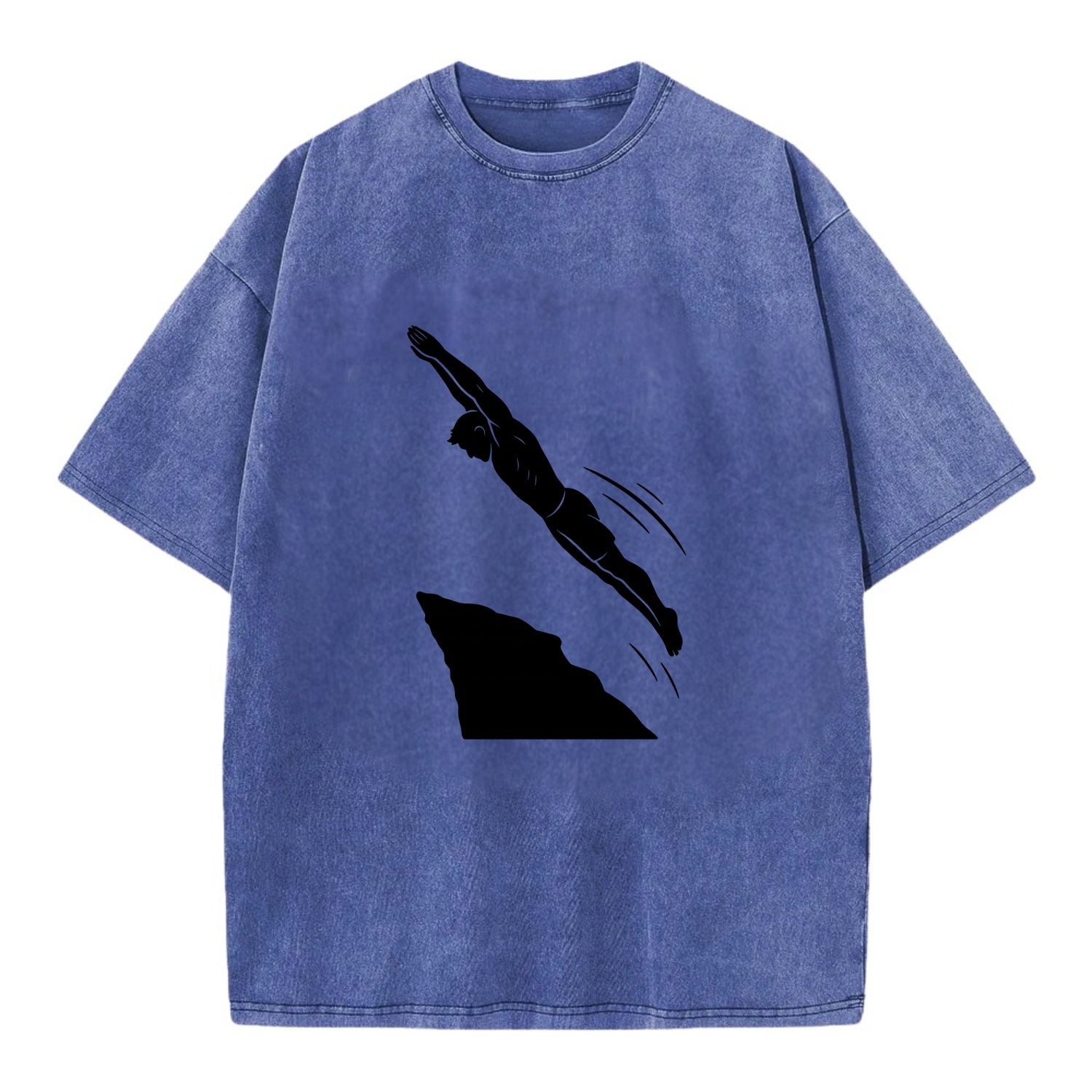 Cliff diver perfect form - Vintage T-shirt - Blue