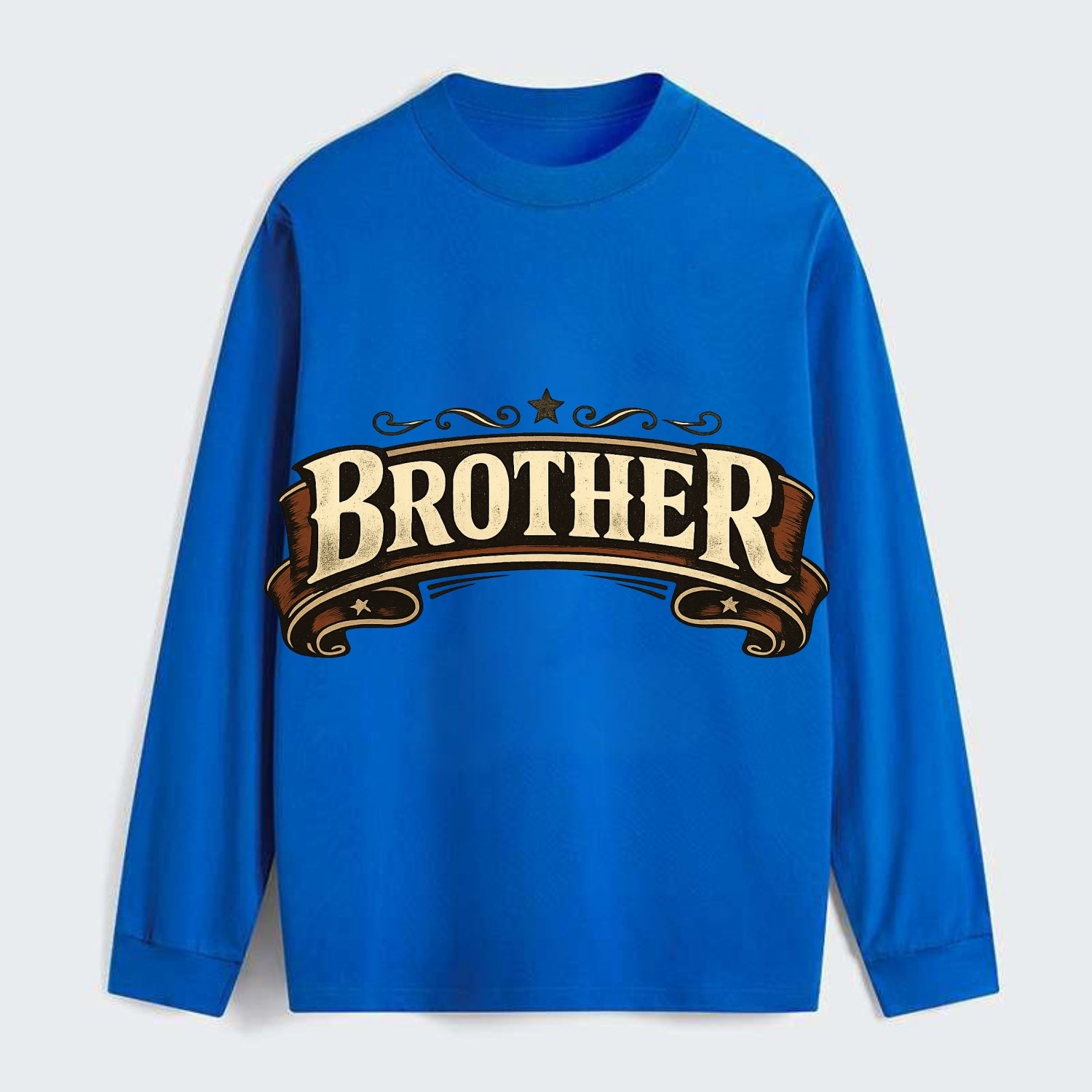 Bold typography design - "BROTHER" - male bond, brotherhood - Classic Long Sleeve Shirt - Blue