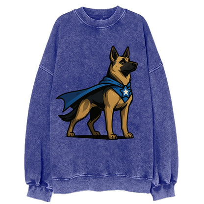 German Shepherd Patriotic Hero  - Vintag Vintage Sweatshirt - Blue