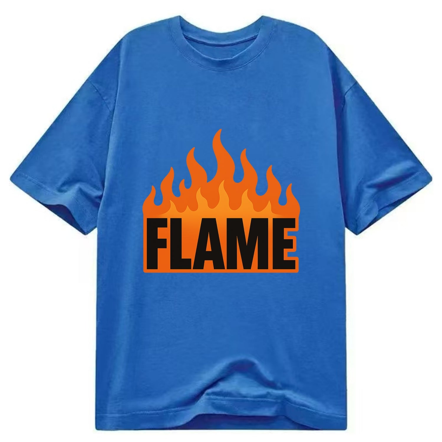 Bold typography design - "FLAME" - burning bright, passionate - Classic T-shirt - Blue