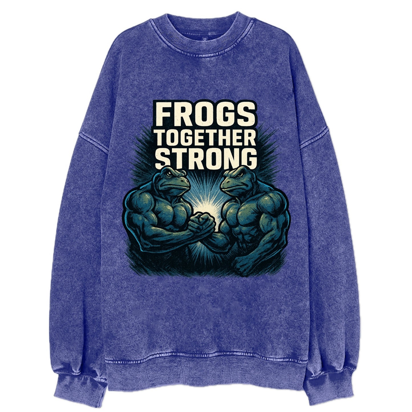 Frogs Together Strong 4 - Vintage Sweatshirt - Blue