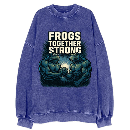 Frogs Together Strong 4 - Vintage Sweatshirt - Blue