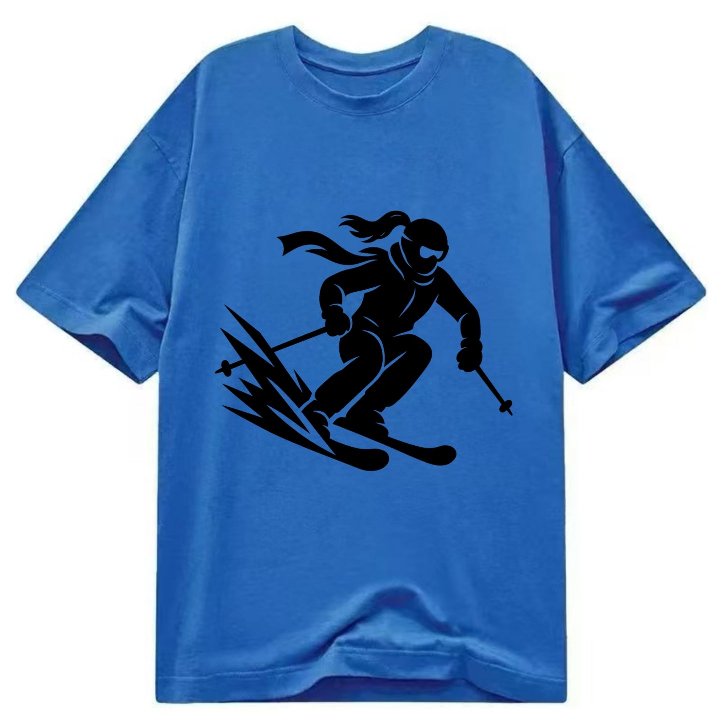 Skier carving down snowy slope - Classic T-shirt - Blue