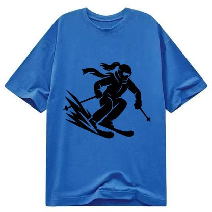 Skier carving down snowy slope - Classic T-shirt - Blue