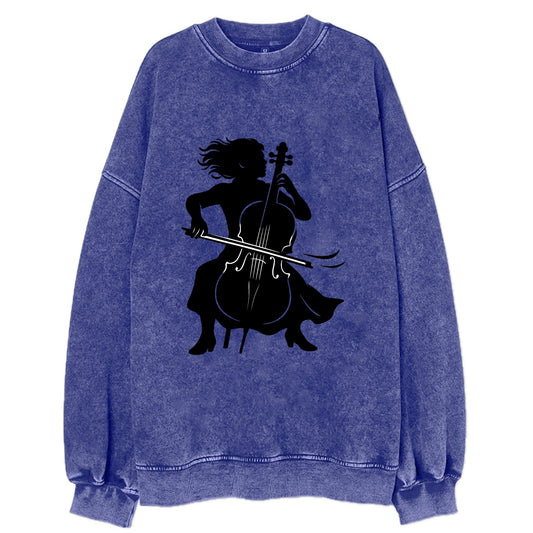 Cellist performing emotional solo - Vintage Sweatshirt - Blue