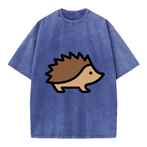 Hedgehog - Brown spiky back flat side profile - Vintage T-shirt