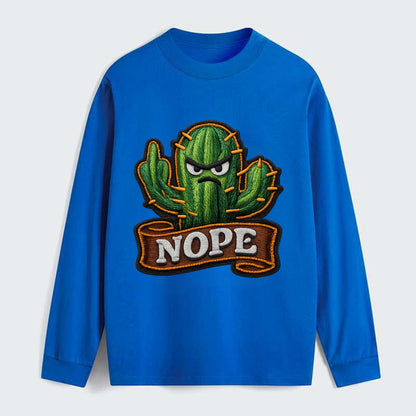 NOPE CACTUS - cactus with attitude in green , prickly personality - Classic Long Sleeve Shirt - Blue