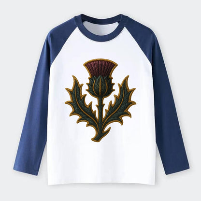 Scottish Thistle  - Raglan Long Sleeve T-Shirt - Blue