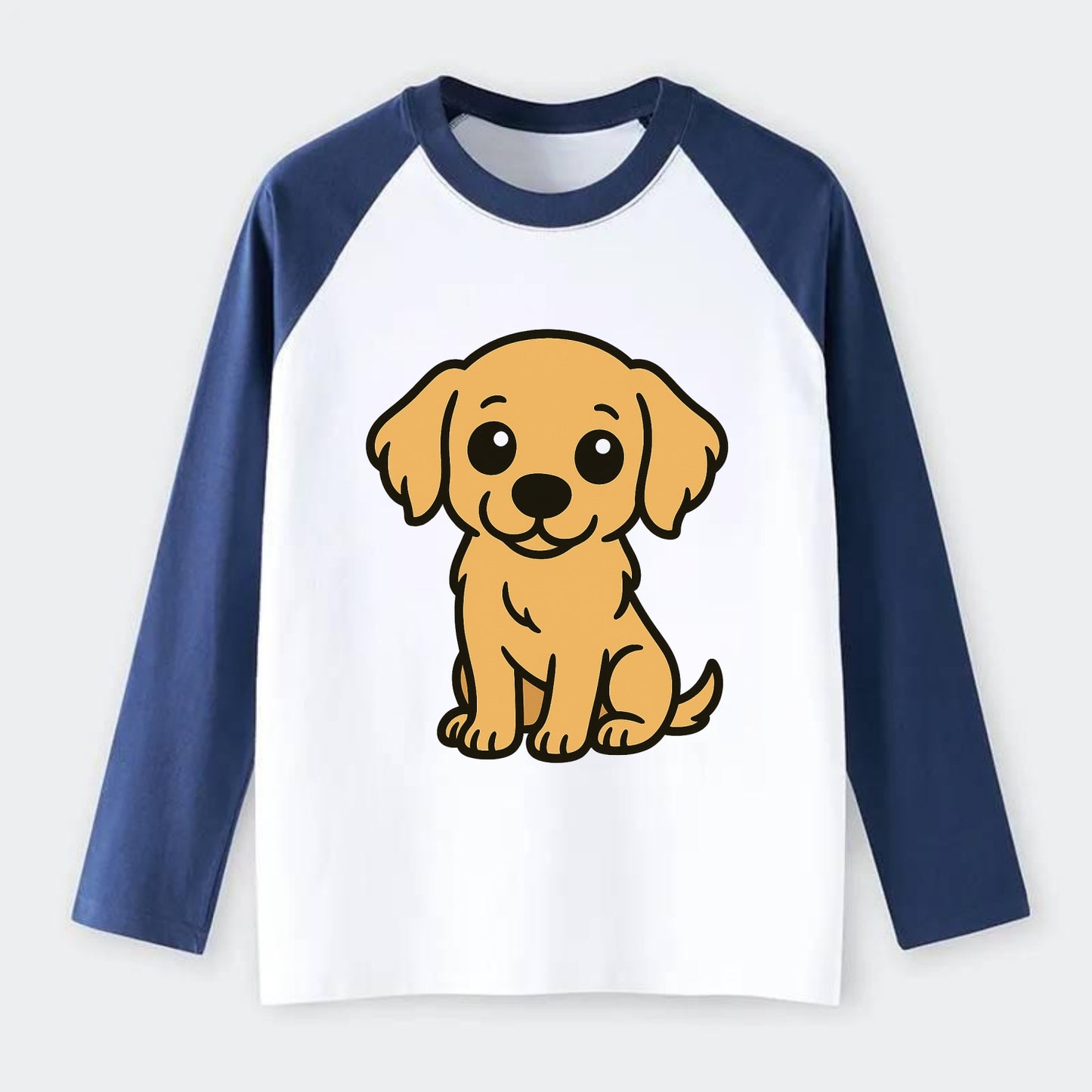 Golden Retriever - Head tilt curious pose - Raglan Long Sleeve T-Shirt - Blue