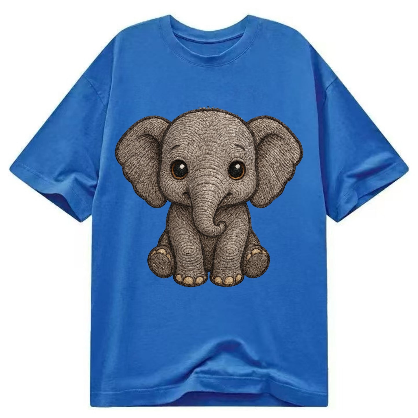 Baby Elephant - gray wrinkly, tiny trunk, large floppy ears, kind dark eyes, - Classic T-shirt - Blue