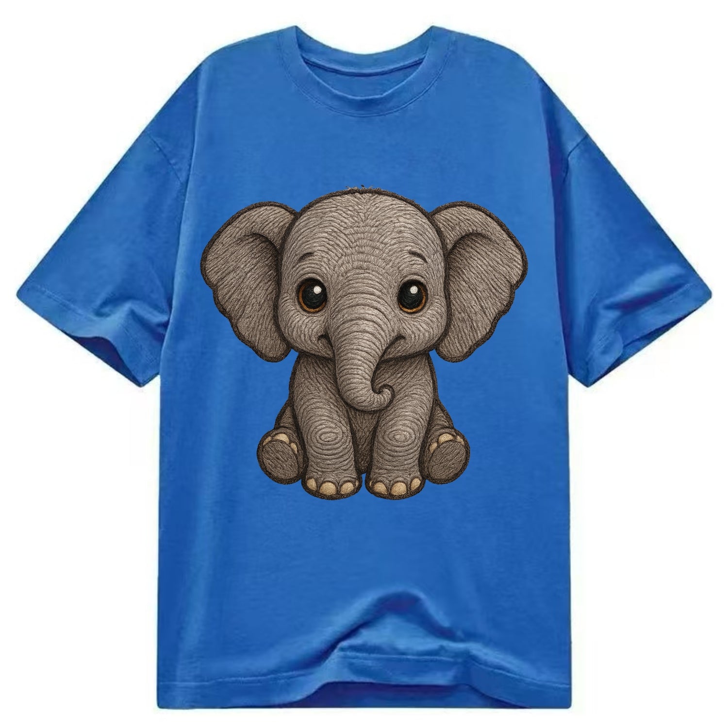 Baby Elephant - gray wrinkly, tiny trunk, large floppy ears, kind dark eyes, - Classic T-shirt - Blue