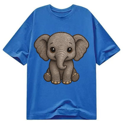 Baby Elephant - gray wrinkly, tiny trunk, large floppy ears, kind dark eyes, - Classic T-shirt - Blue