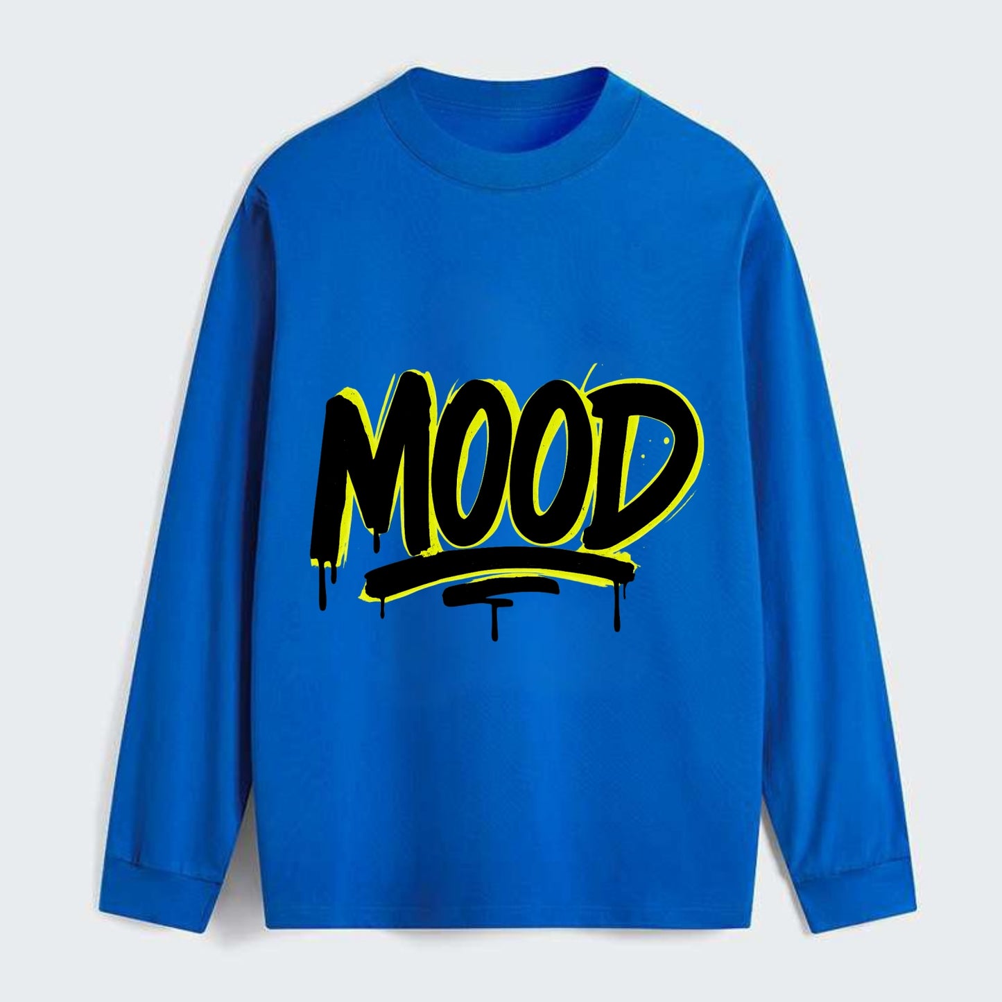 Bold typography design - "MOOD" - current state, feeling it - Classic Long Sleeve Shirt - Blue