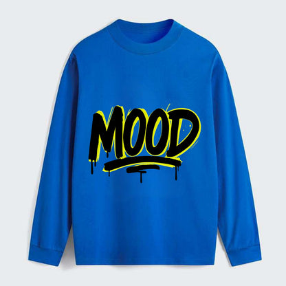 Bold typography design - "MOOD" - current state, feeling it - Classic Long Sleeve Shirt - Blue