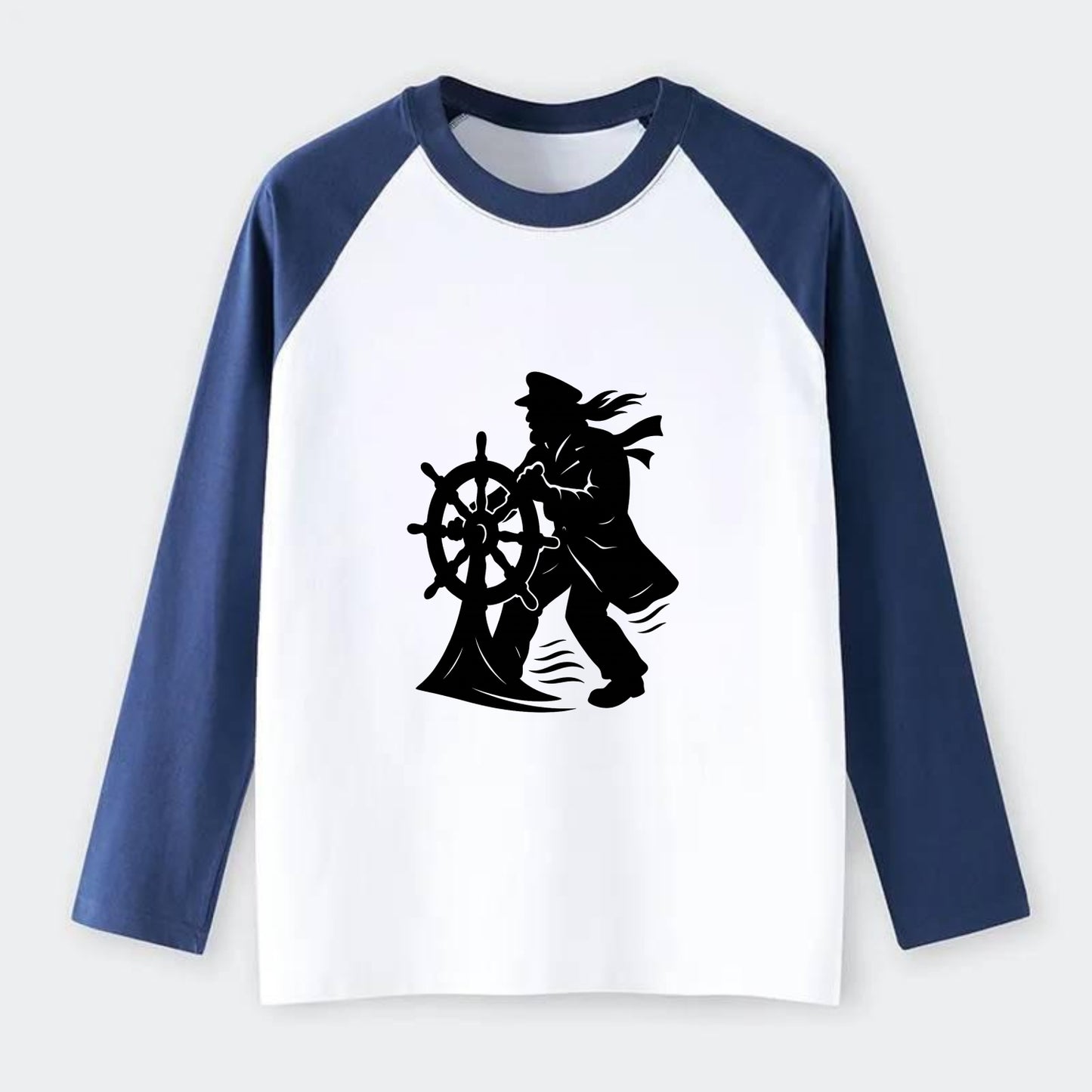 Sailor with ship wheel - Raglan Long Sleeve T-Shirt - Blue