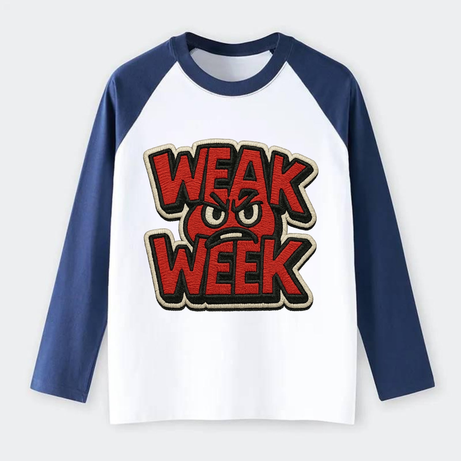 WEAK;WEEK WARRIOR Monday Blue Cap - Raglan Long Sleeve T-Shirt - Blue