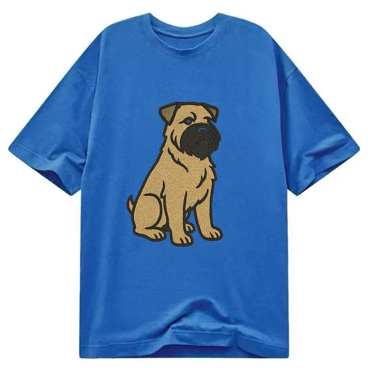 Bouvier des Flandres - Fawn rough coat embroidered design - Classic T-shirt - Blue