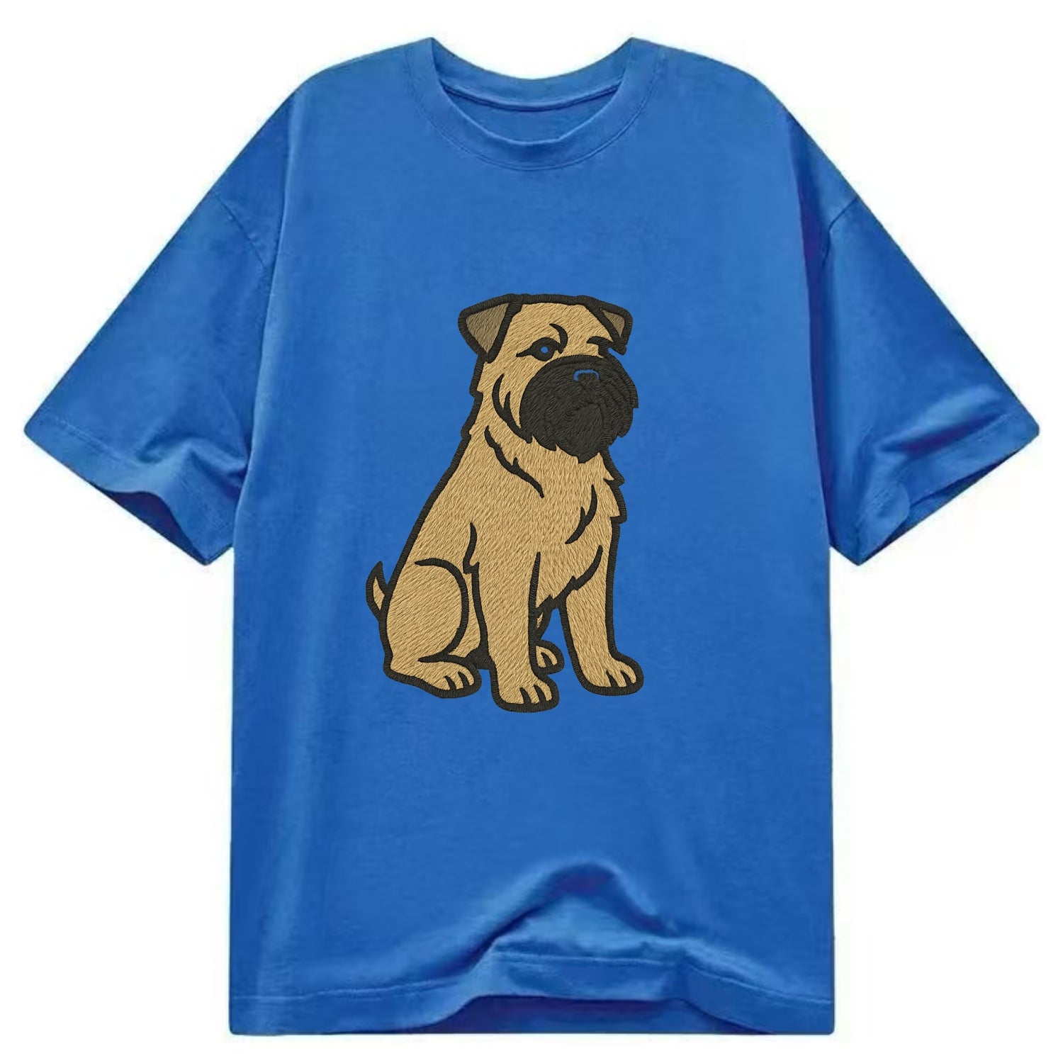 Bouvier des Flandres - Fawn rough coat embroidered design - Classic T-shirt - Blue