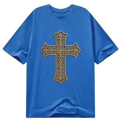 Filigree Cross  - Classic T-shirt - Blue
