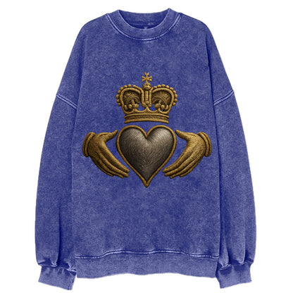 Claddagh Symbol  - Vintage Sweatshirt - Blue