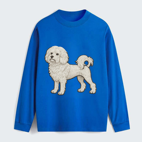 Löwchen - Little Lion Dog white embroidered pose - Classic Long Sleeve Shirt