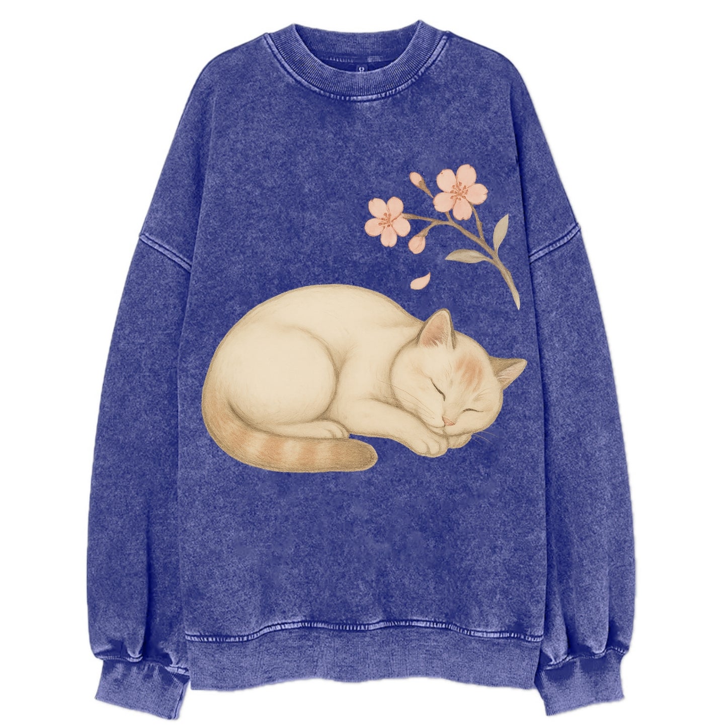 Zen Garden Cat  - Vintage Sweatshirt - Blue